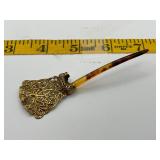 14K Gold Filigree Tortoise Hair Pin