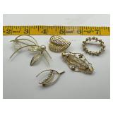 Group of Faux Pearl Accents Brooches