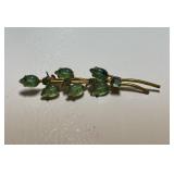 Vintage Austrian Crystal Leaf Brooch