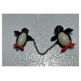 1950s Celluloid Penguins Sweater Clips