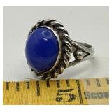 Sterling Silver with Blue Cabachon Ring