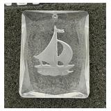 Etched Glass Pendant Sailboat
