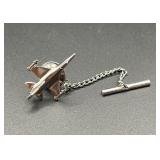 Vintage Fighter Jet Tie Tack Silver Tone