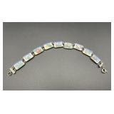 Silver Tone Enamel Floral Panel Bracelet