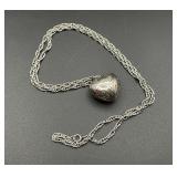 Vintage Sterling Silver Puff Heart Pendant