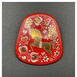 Enamel on Copper Horse Brooch Austria