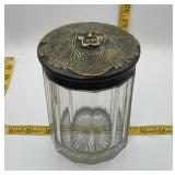 Antique Glass Tobacco Humidor Repousse Lid