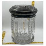 Vintage Glass Humidor Victor Silver Co Lid