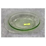 10' VASELINE GLASS DEPRESSION BOWL