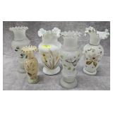 LOT OF 5- VINTAGE BRISTOL GLASS VASES