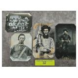 GROUP OF 4- WESTERN PHOTOS ON TIN