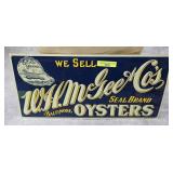 7' X 15' METAL MCGEE CO. OYSTERS SIGN