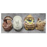 4- VINTAGE TURKEY & ROOSTER CERAMIC SERVING PCS.