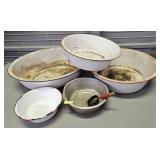 5- PC. LOT OF VINTAGE ENAMEL & ALUMINUM-WARE