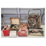 COME ALONG, CABLE, HOOKS, CHOCK, AND MORE