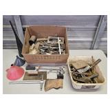 LOT OF FILES, FUNNELS, AXE HEAD, AND MORE