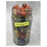 PINT JAR OF ASST. VINTAGE GLASS MARBLES