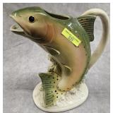 9' VINTAGE EDDIE BAUER CERAMIC TROUT PITCHER