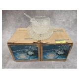 2- VINTAGE INDIANA GLASS DIAMOND POINT MAYO SETS