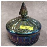 6' INDIANA CARNIVAL GLASS LIDDED DISH