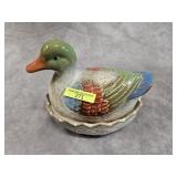 6.5' STONEWARE DUCK ON NEST