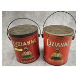 2- VINTAGE LUZIANNE 2-QUART TIN BUCKETS