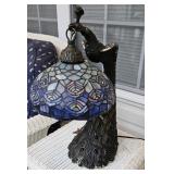20'  PEACOCK BASE STAINED GLASS STYLE LAMP