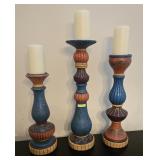 SET OF THREE DECORATIVE CANDLE STANDS