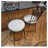 SET OF 6- WROUGHT IRON PADDED BAR STOOLS