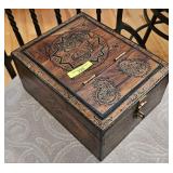 VINTAGE PAINT DECORATED SHAVING MIRROR BOX