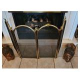 4-PANEL BRASS FIREPLACE SCREEN