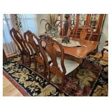 9-PC. OAK & WALNUT 'PARQUET WOOD' DINING TABLE SET