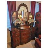MAHOGANY 12-DRAWER MIRRORED CHEST