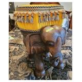 19' CARVED TEAK ELEPHANT STOOL