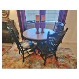 OAK & BLACK PAINTED BREAKFAST TABLE SET