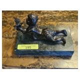 5' BRONZE ON MARBLE STATUETTE