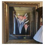 FRAMED ART DECO TRICKING LILIES PRINT