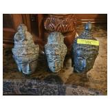 LOT OF 3- CAST METAL TRIBAL BUSTS