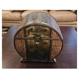 WICKER & EMBOSSED BRASS ELEPHANT TRUNK