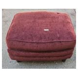 MAHOGANY BASE & BURGUNDY OTTOMAN