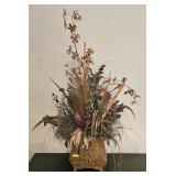 38' FLORAL & FEATHER CENTERPIECE W/ METAL VASE