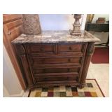 MAHOGANY 5-DRAWER MARBLE TOP CHEST