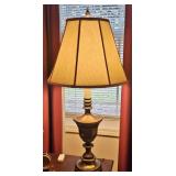 PAIR OF ANTIQUE TONE BRASS TABLE LAMPS