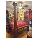 ALCO WALNUT QUEEN SIZE COLUMN BED