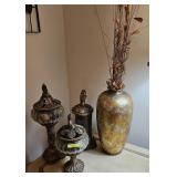 4- PC. LOT W/ LIDDED COMPOTES & CERAMIC VASE