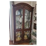 MAHOGANY 3- SHELF LIGHTED DISPLAY CABINET