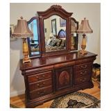 FLAME MAHOGANY MIRRORED DRESSER