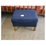 OAK BASE BLUE UPHOLSTERY OTTOMAN