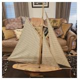 LARGE 36' WOODEN 'POND YACHT' MODEL