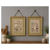 PAIR OF 15' X 19' FRAMED FRESCO STYLE PRINTS